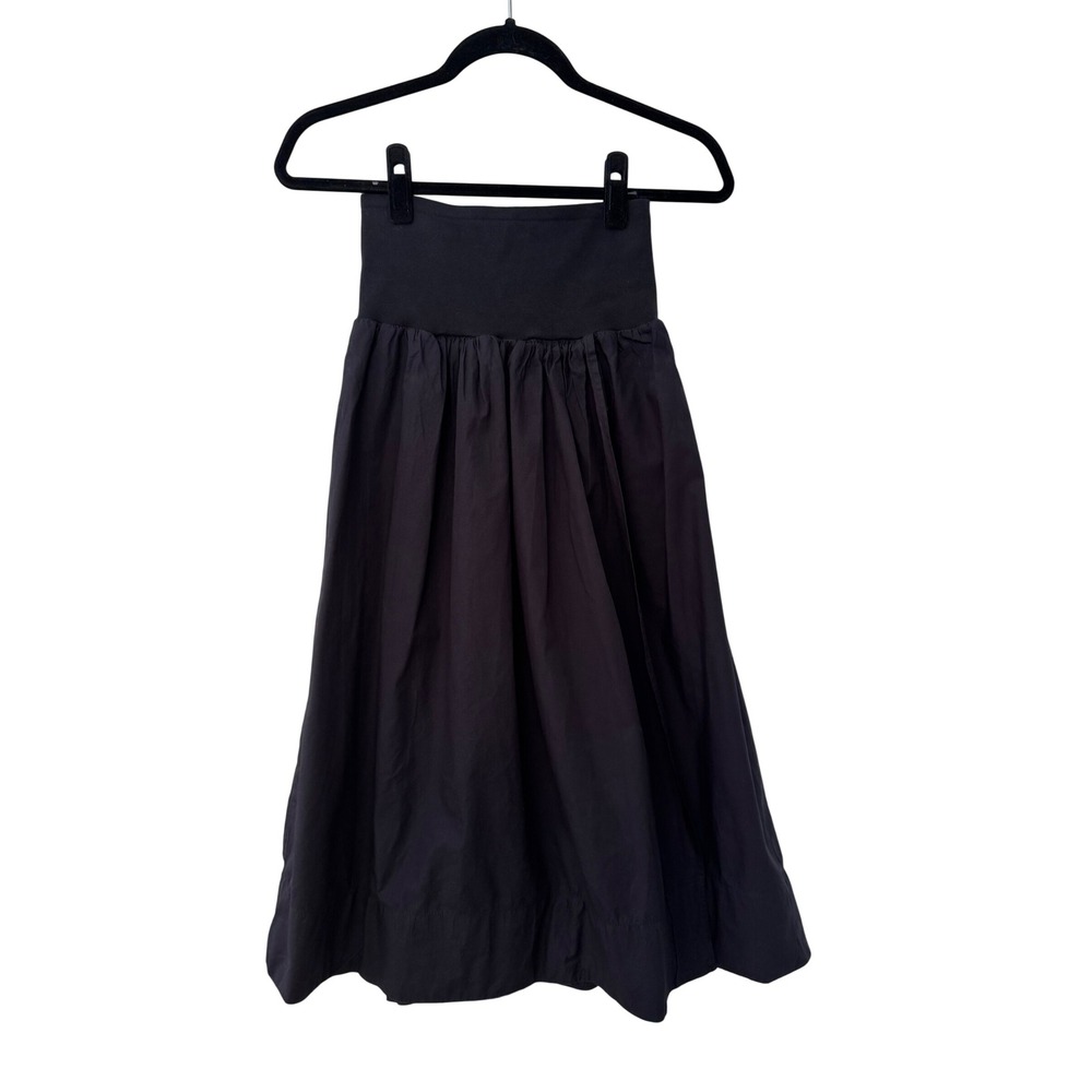 Free People Cooler In Capri Black Midi Skirt XS Drop Waist Cotton Poplin - Picture 2 of 8